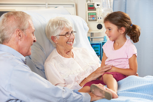 Granddaughter Visiting Grandmother (alzeihmer) In Hospital Bed &#8211; es
