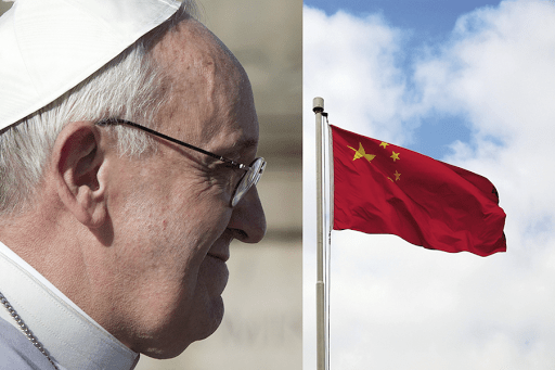 China flag and the Pope Francis &#8211; es
