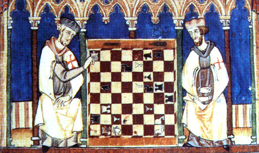 Caballeros templarios jugando ajedrez