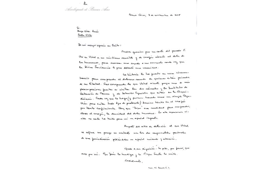 Lettre manuscrite Pape François &#8211; Handwritten letter Pope Francis &#8211; es