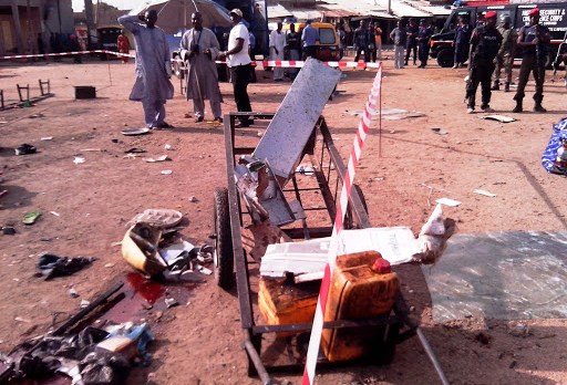 scene of a blast in northern Nigeria&#8217;s largest city of Kano on July 24, 2014 &#8211; es