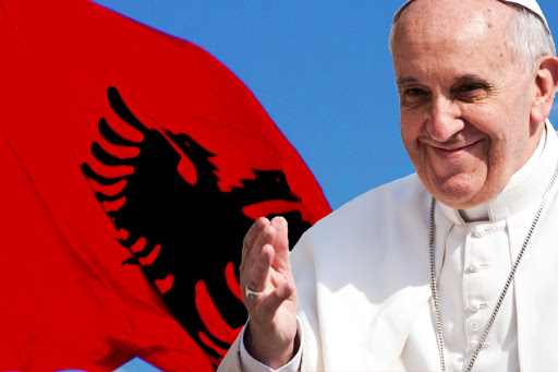 Pope Francis &amp; Albanian Flag &#8211; es