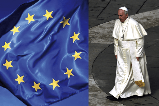 Montage Pope Francis and European Union flag &#8211; es