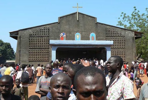 Una iglesia en Bangui, donde cientos de personas se quedan para la seguridad.