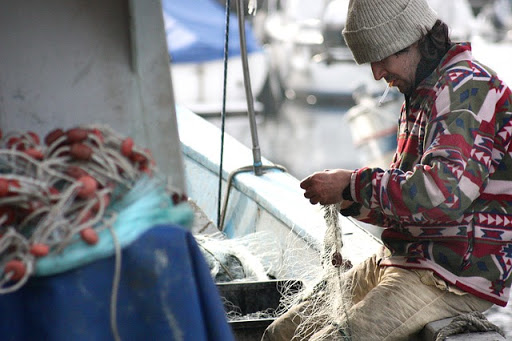 pescador con la redes
