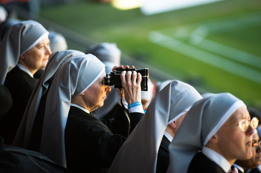 Nuns at Outdoor Stadium Mass