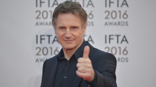 Liam Neeson receives a Lifetime Achievement Award at the IFTA 2016