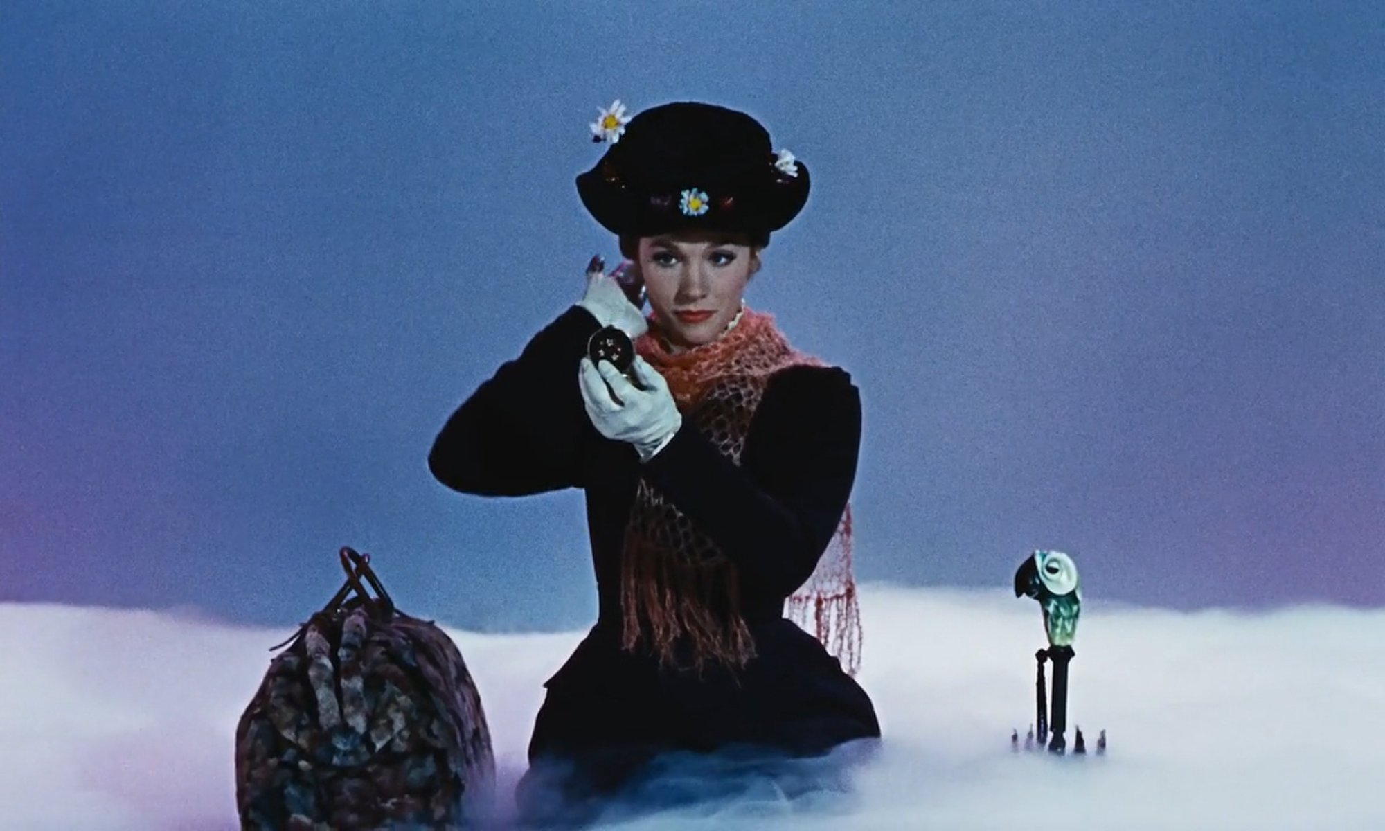 excepto por mosaico Anguila Mary Poppins (1964): Un paraguas en lugar de escoba