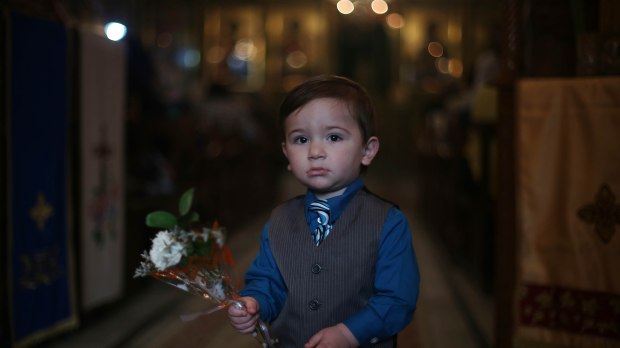 Greek Orthodox Christian Palm Sunday celebrations at St.Porphyrios Church in Gaza City