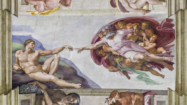 La Creation d&#8217;Adam, Michel-Ange, Chapelle Sixtine, Musée du Vatican