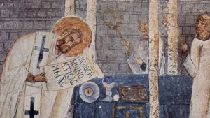 WEB3 ST BASIL THE GREAT MASS CONSECRATION FRESCO EASTERN MONASTICISM DESERT FATHERS Meister der Sophien-Kathedrale PD