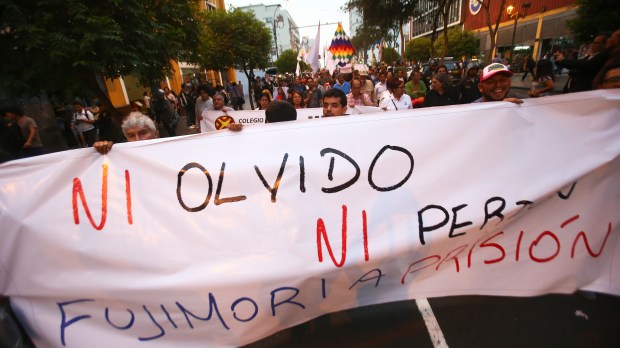 Protest against the pardon of former Peruvian President Alberto Fujimori