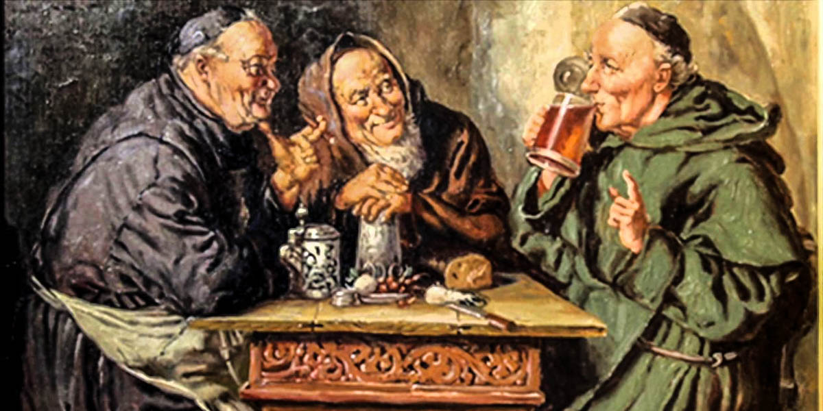 MONKS DRINKING BEER