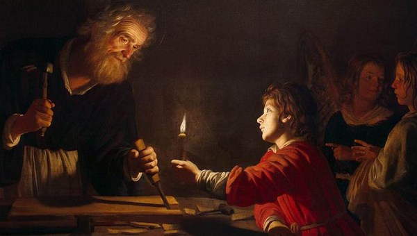 SAINT JOSEPH,CHILD,JESUS,CARPENTER