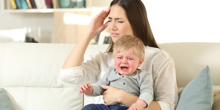 TIRED,MOTHER,CRYING,BABY