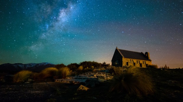 SOUTHERN LIGHTS,NEW ZEALAND,CHURCH