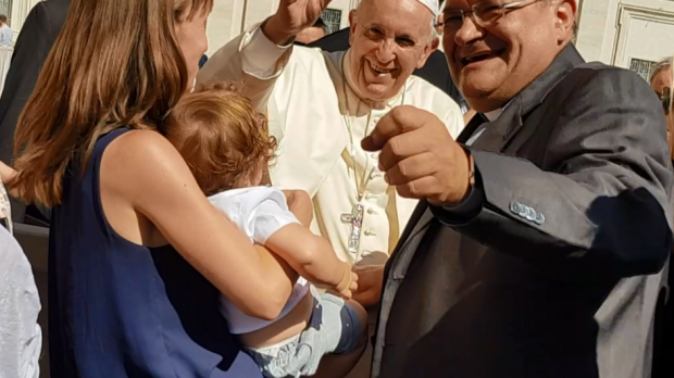 Papa Francesco con partecipanti Meeting giornalisti cattolici e non