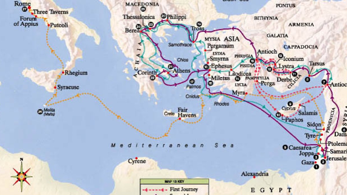 APOSTLE PAUL'S MISSIONS MAP