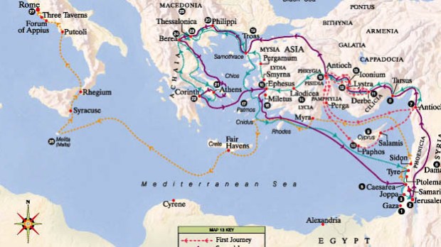 APOSTLE PAUL'S MISSIONS MAP