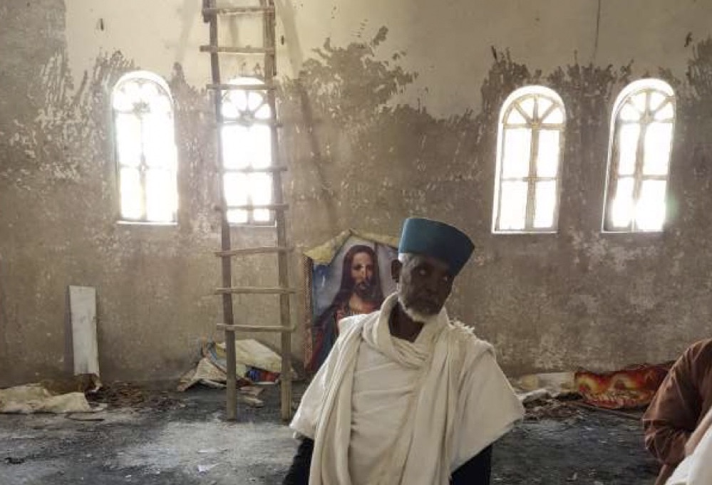 Iglesia destruida en Etiopía
