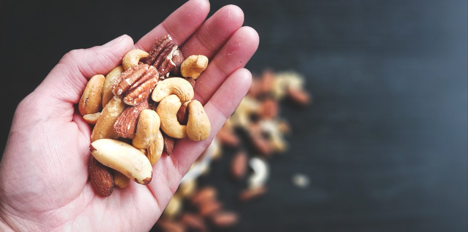 nuts, hand,