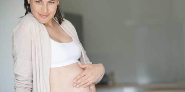 PREGNANT, WOMAN, HAPPY