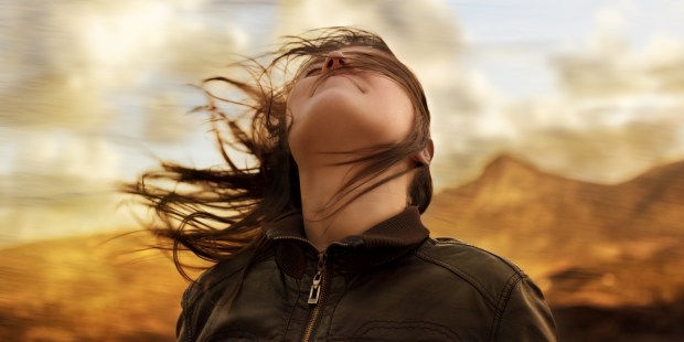 woman looking up