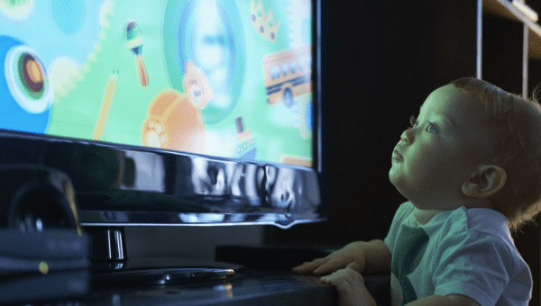 baby watching TV