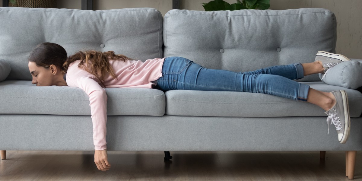 WOMAN, SOFA, SLEEP