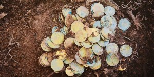 Una pareja que paseaba por el bosque encuentra un tesoro de monedas de oro