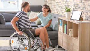 Man, Wheelchair, Wife, Couple, Home, Handicapped