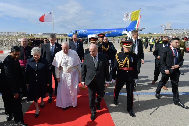 Pope-Francis-after-he-landed-on-April-02-2022-at-Maltas-international-airport-in-Luqa