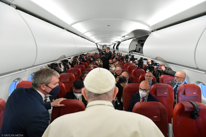 VATICAN-MALTA-POPE-papal-plane-journalists-Malta