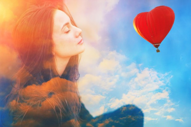 woman, psychology, baloon, dreaming, heart