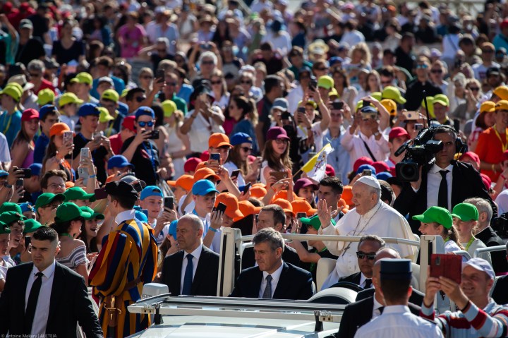 Pope Francis arrives for his weekly general audience in saint Peter's square