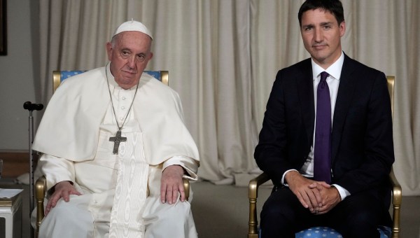 Pope-Francis-meets-with-Canadian-Prime-Minister-Justin-Trudeau-at-the-Citadelle-de-Quebec-in-Quebec-City-AFP
