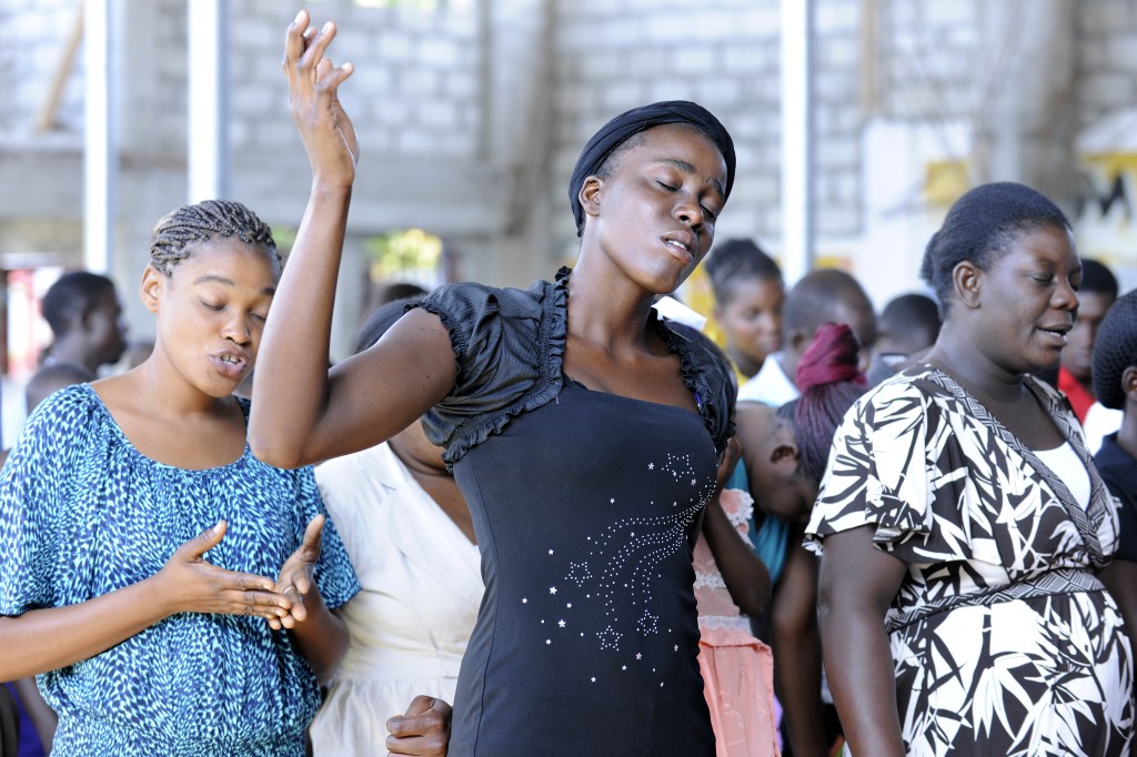 Hatian Christians worshiping in an unidentified church