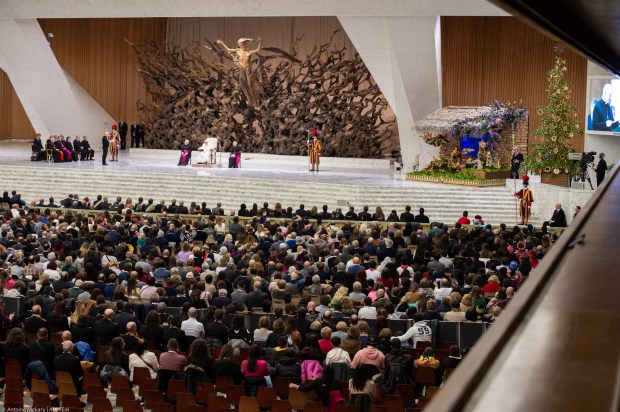 Pope Francis Audience with the donors of the Christmas tree and the Crib