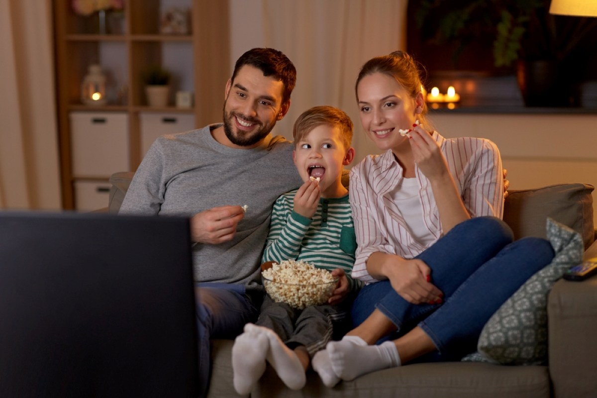 family watching tv