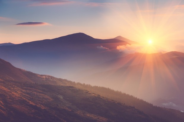 landscape in the mountains at sunrise