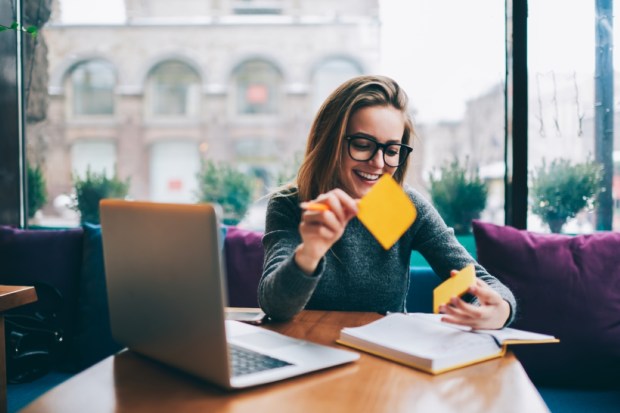 Woman being productive