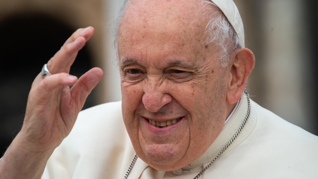 Pope Francis at the end of his weekly audience May 17