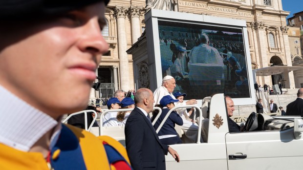 Pope Francis during his weekly general audience in Saint Peter's square