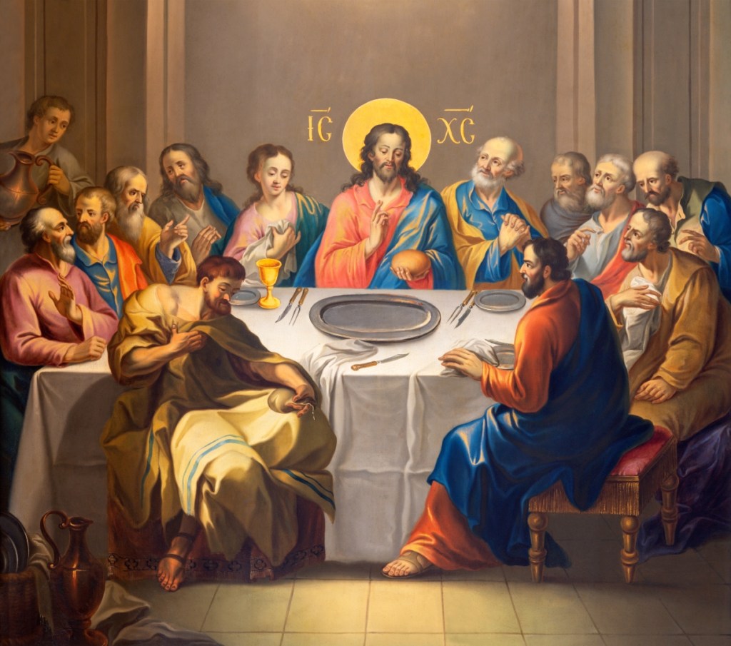Jezus Chrystus i apostołowie podczas ostatniej wieczerzy