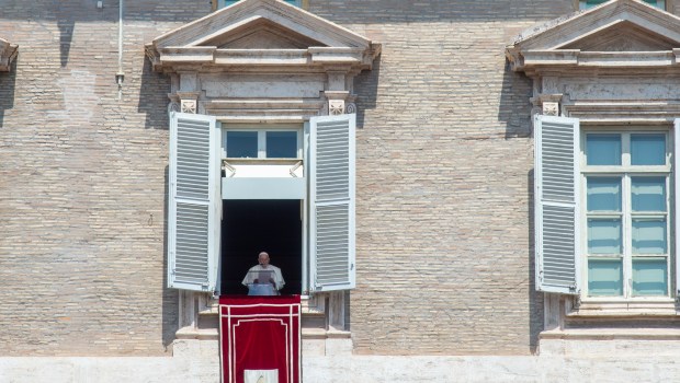 During Pope Francis Angelus prayer
