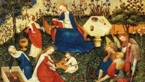 Medieval painting of garden