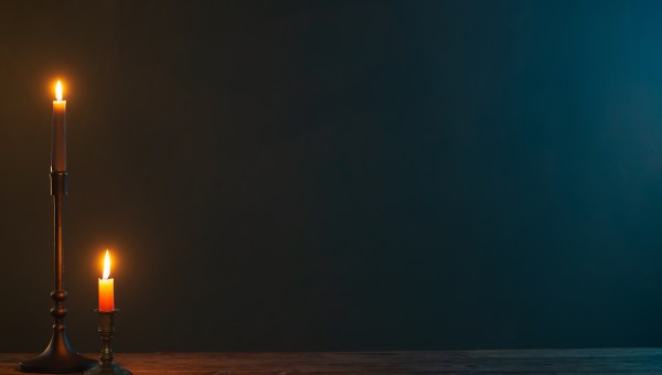 two candles prayer table