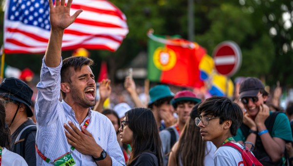 Stations of the Cross ceremony with young people in Edward VII Park, in Lisbon