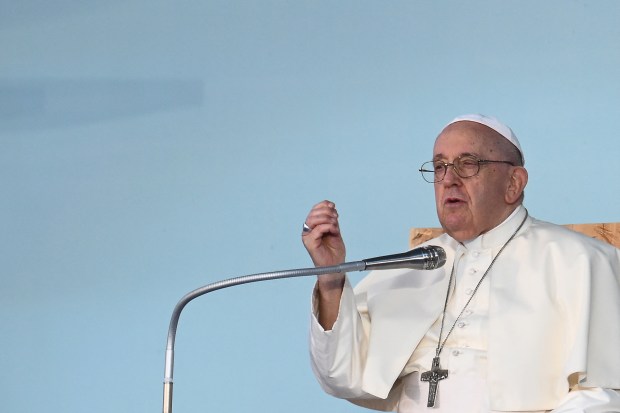 Pope Francis attends the welcoming ceremony of World Youth Day