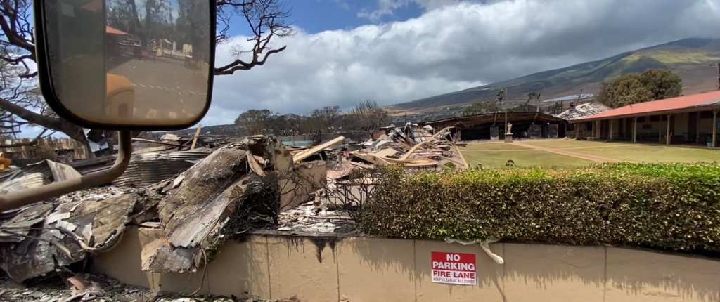 Fire Damage to Sacred Hearts Mission School in Lahaina.